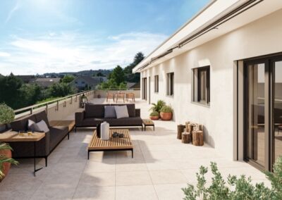Terrasse der Attikawohnung im Mehrfamilienhaus Biberist